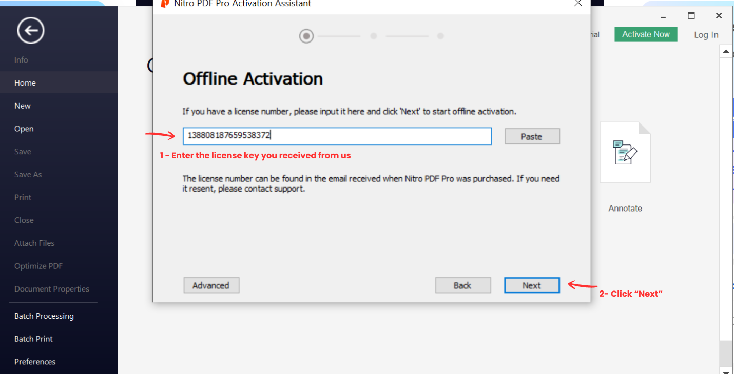 Step 2 - Enter License Key