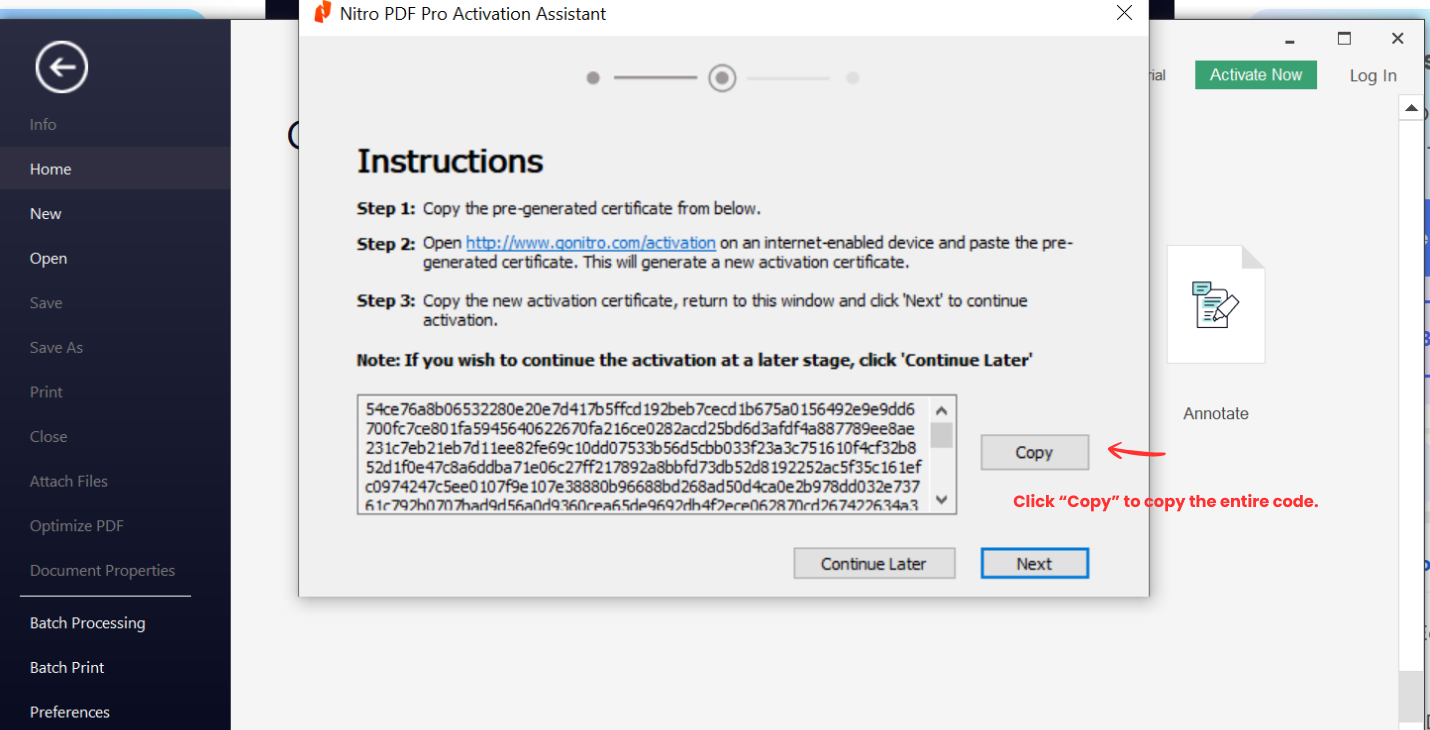 Step 3 - Copy Generated Code